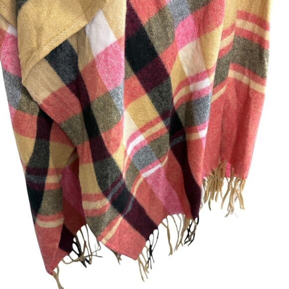 Woolrich Womens Striped Poncho Fleece Fringe Beige Pink Jacket Cardigan sz O/S - Picture 2 of 16